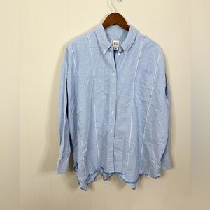 Urban Outfitters Light Blue Striped Button-Up Blouse
